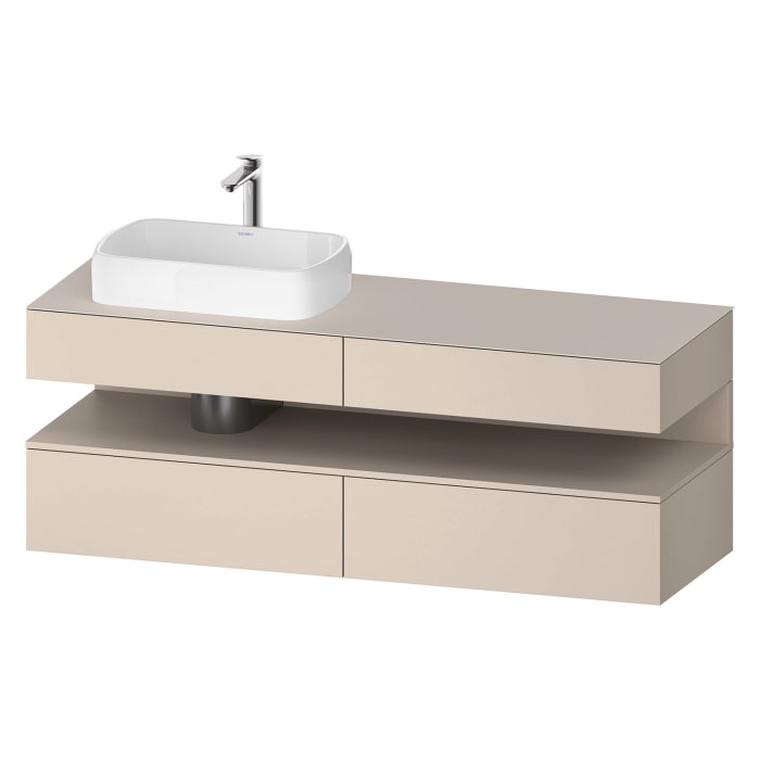 Duravit Qatego Konsolenwaschtischunterbau mit Ausschnitt links 160 x 60 cm, 4 Auszüge