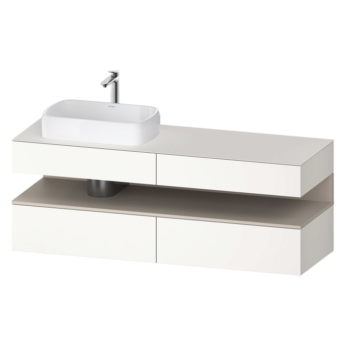 Duravit Qatego Konsolenwaschtischunterbau mit Ausschnitt links 160 x 60 cm, 4 Auszüge, mit LED Beleuchtung