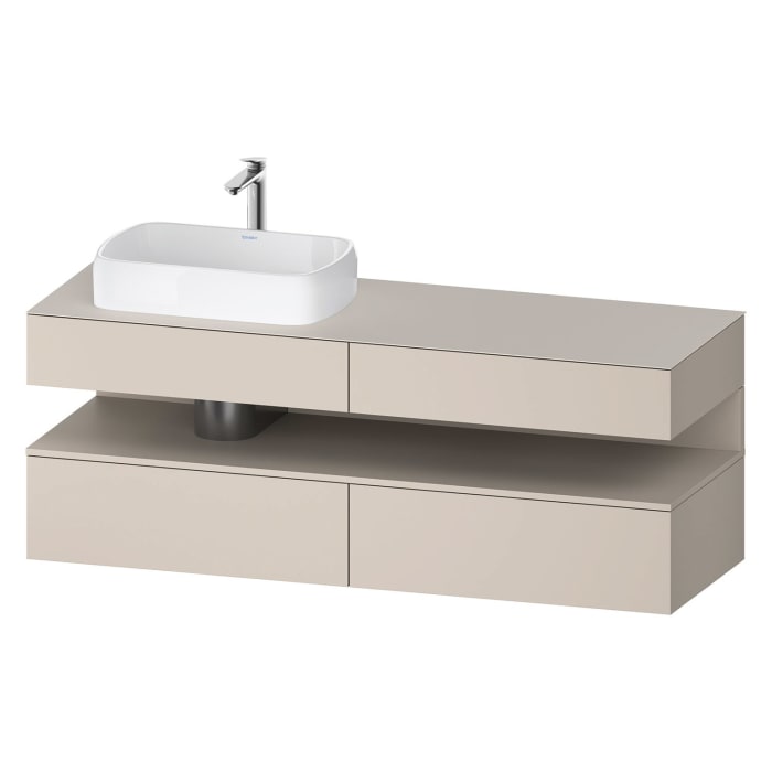 Duravit Qatego Konsolenwaschtischunterbau mit Ausschnitt links 160 x 60 cm, 4 Auszüge, mit LED Beleuchtung