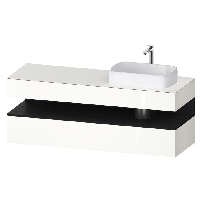 Duravit Qatego Konsolenwaschtischunterbau mit Ausschnitt rechts 160 x 60 cm, 4 Auszüge