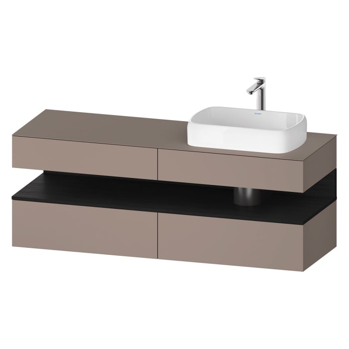 Duravit Qatego Konsolenwaschtischunterbau mit Ausschnitt rechts 160 x 60 cm, 4 Auszüge