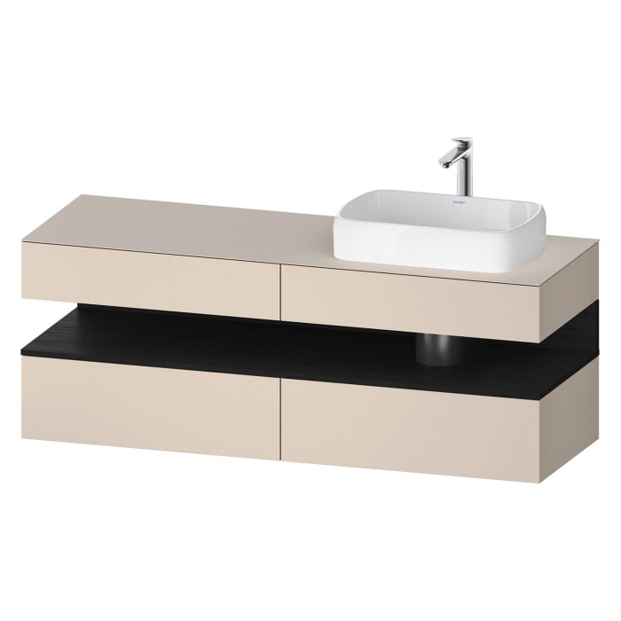 Duravit Qatego Konsolenwaschtischunterbau mit Ausschnitt rechts 160 x 60 cm, 4 Auszüge, mit LED Beleuchtung