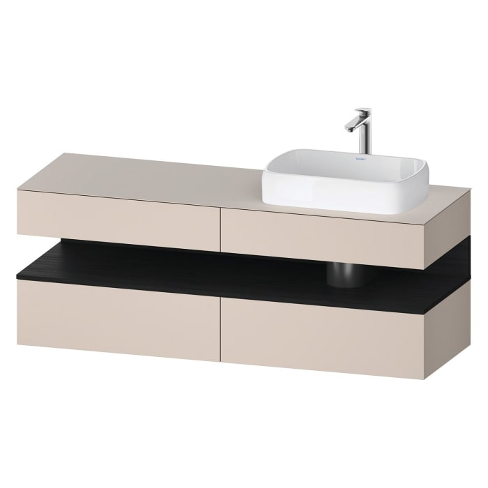 Duravit Qatego Konsolenwaschtischunterbau mit Ausschnitt rechts 160 x 60 cm, 4 Auszüge, mit LED Beleuchtung