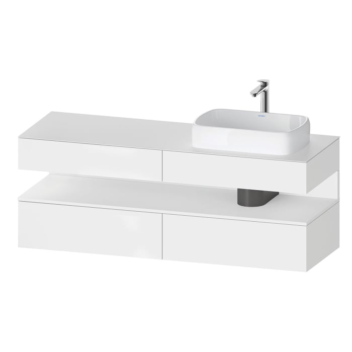 Duravit Qatego Konsolenwaschtischunterbau mit Ausschnitt rechts 160 x 60 cm, 4 Auszüge, mit LED Beleuchtung