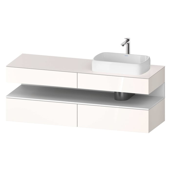 Duravit Qatego Konsolenwaschtischunterbau mit Ausschnitt rechts 160 x 60 cm, 4 Auszüge