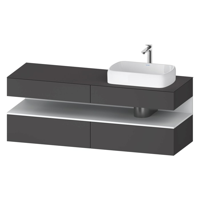 Duravit Qatego Konsolenwaschtischunterbau mit Ausschnitt rechts 160 x 60 cm, 4 Auszüge, mit LED Beleuchtung