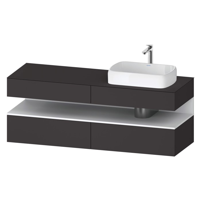 Duravit Qatego Konsolenwaschtischunterbau mit Ausschnitt rechts 160 x 60 cm, 4 Auszüge, mit LED Beleuchtung