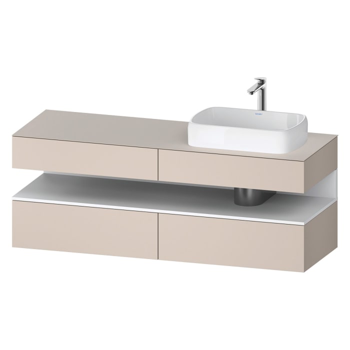 Duravit Qatego Konsolenwaschtischunterbau mit Ausschnitt rechts 160 x 60 cm, 4 Auszüge