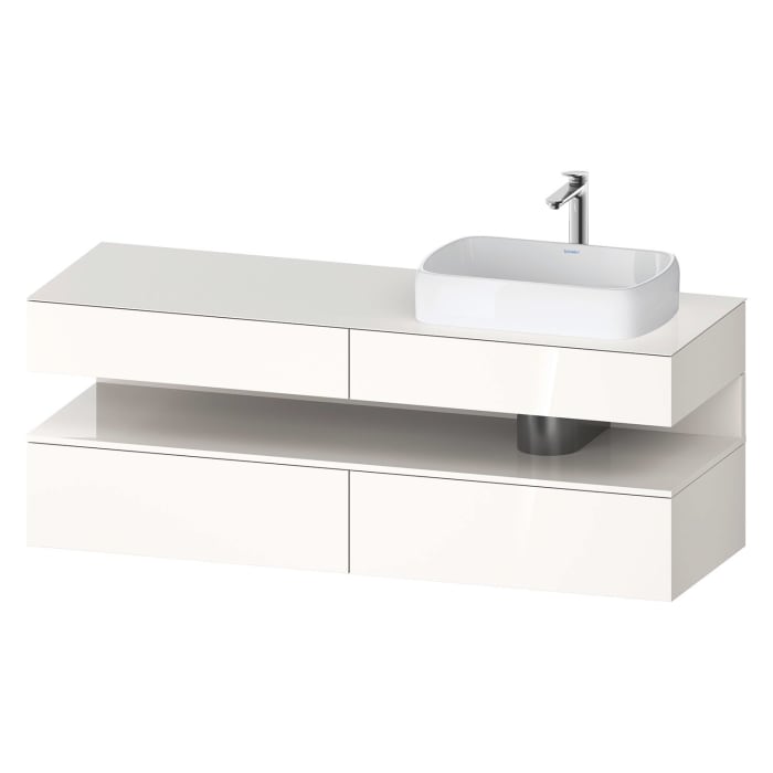 Duravit Qatego Konsolenwaschtischunterbau mit Ausschnitt rechts 160 x 60 cm, 4 Auszüge, mit LED Beleuchtung