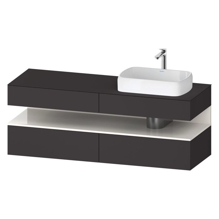 Duravit Qatego Konsolenwaschtischunterbau mit Ausschnitt rechts 160 x 60 cm, 4 Auszüge