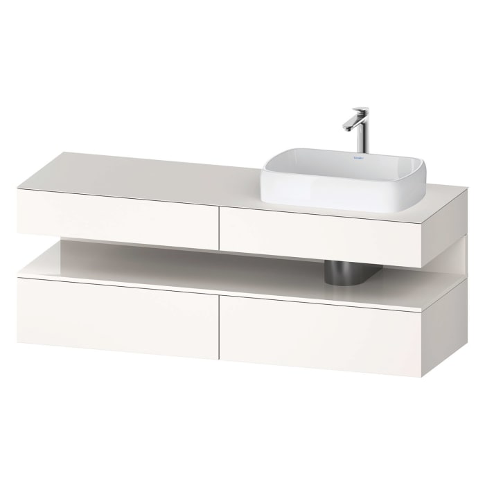 Duravit Qatego Konsolenwaschtischunterbau mit Ausschnitt rechts 160 x 60 cm, 4 Auszüge, mit LED Beleuchtung