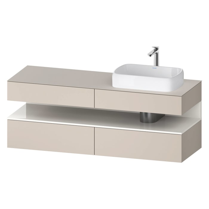Duravit Qatego Konsolenwaschtischunterbau mit Ausschnitt rechts 160 x 60 cm, 4 Auszüge, mit LED Beleuchtung