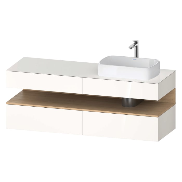 Duravit Qatego Konsolenwaschtischunterbau mit Ausschnitt rechts 160 x 60 cm, 4 Auszüge, mit LED Beleuchtung