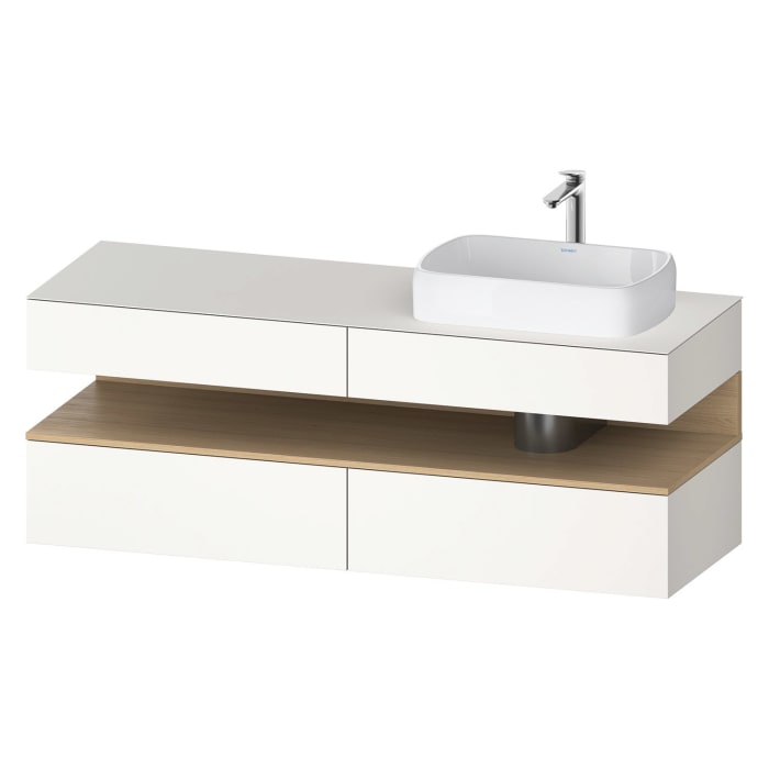 Duravit Qatego Konsolenwaschtischunterbau mit Ausschnitt rechts 160 x 60 cm, 4 Auszüge, mit LED Beleuchtung