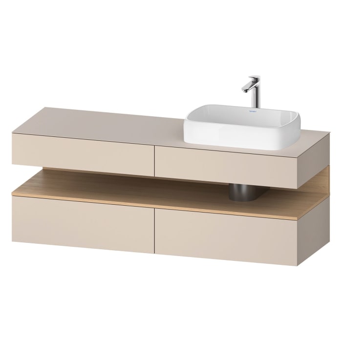 Duravit Qatego Konsolenwaschtischunterbau mit Ausschnitt rechts 160 x 60 cm, 4 Auszüge