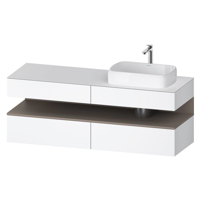 Duravit Qatego Konsolenwaschtischunterbau mit Ausschnitt rechts 160 x 60 cm, 4 Auszüge