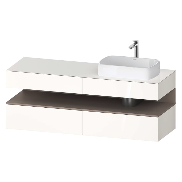 Duravit Qatego Konsolenwaschtischunterbau mit Ausschnitt rechts 160 x 60 cm, 4 Auszüge