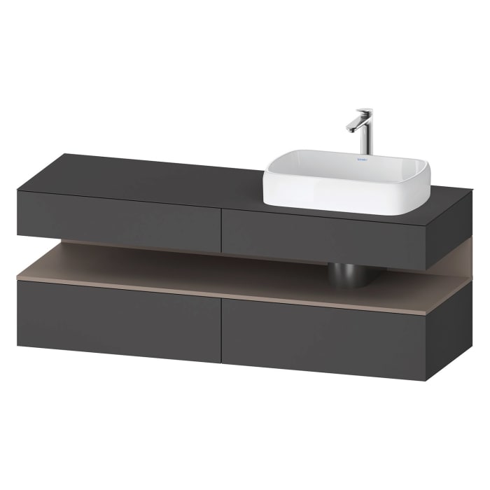 Duravit Qatego Konsolenwaschtischunterbau mit Ausschnitt rechts 160 x 60 cm, 4 Auszüge, mit LED Beleuchtung