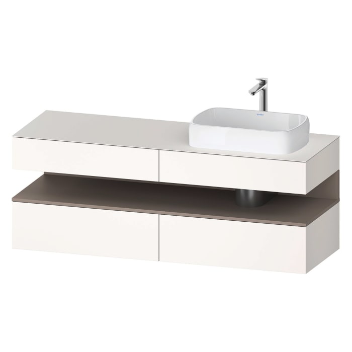 Duravit Qatego Konsolenwaschtischunterbau mit Ausschnitt rechts 160 x 60 cm, 4 Auszüge, mit LED Beleuchtung