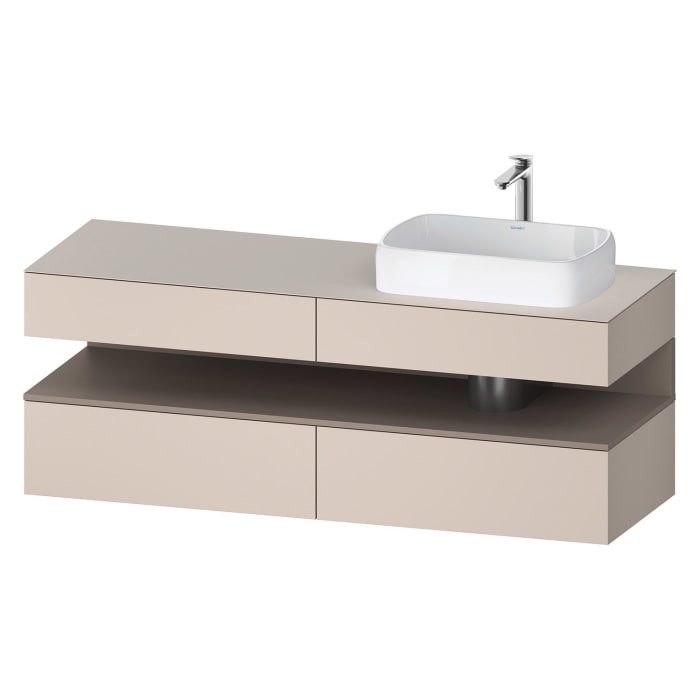 Duravit Qatego Konsolenwaschtischunterbau mit Ausschnitt rechts 160 x 60 cm, 4 Auszüge