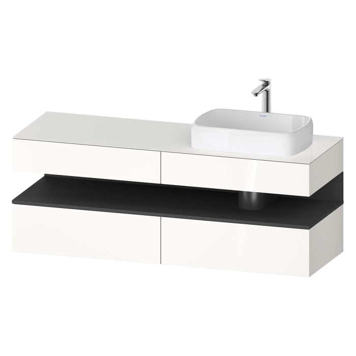 Duravit Qatego Konsolenwaschtischunterbau mit Ausschnitt rechts 160 x 60 cm, 4 Auszüge