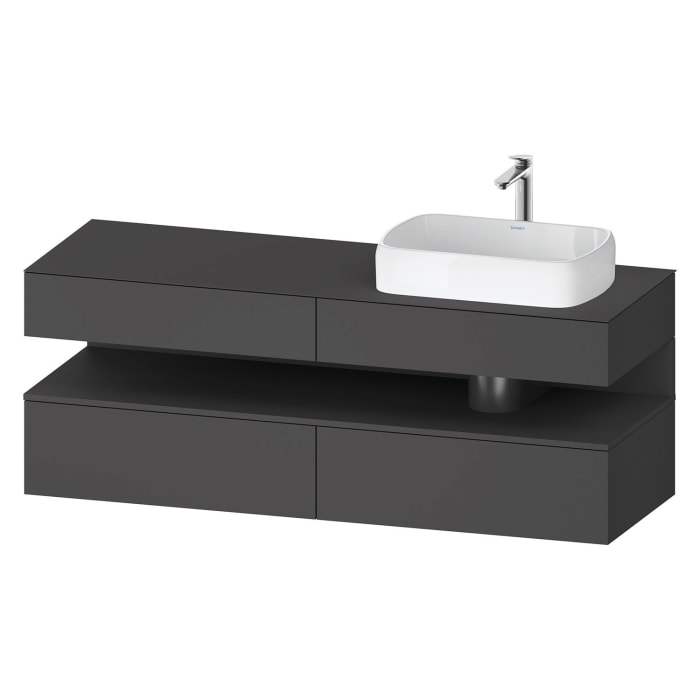 Duravit Qatego Konsolenwaschtischunterbau mit Ausschnitt rechts 160 x 60 cm, 4 Auszüge