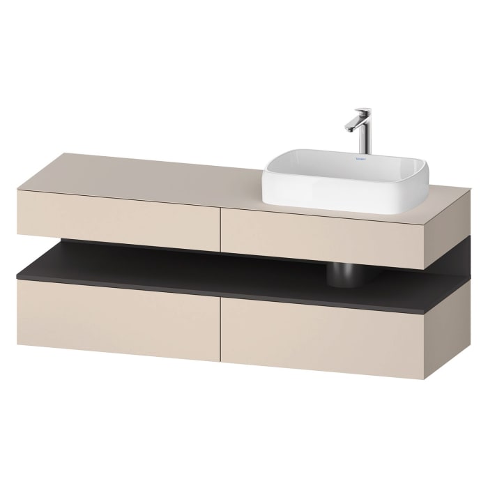 Duravit Qatego Konsolenwaschtischunterbau mit Ausschnitt rechts 160 x 60 cm, 4 Auszüge, mit LED Beleuchtung