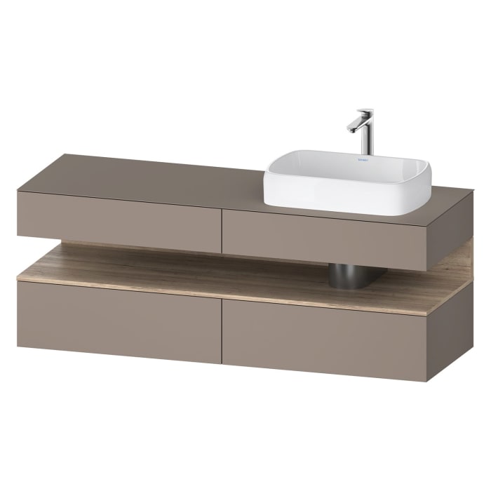 Duravit Qatego Konsolenwaschtischunterbau mit Ausschnitt rechts 160 x 60 cm, 4 Auszüge