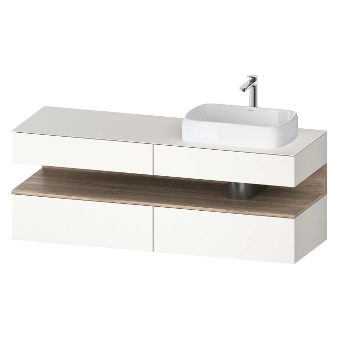 Duravit Qatego Konsolenwaschtischunterbau mit Ausschnitt rechts 160 x 60 cm, 4 Auszüge