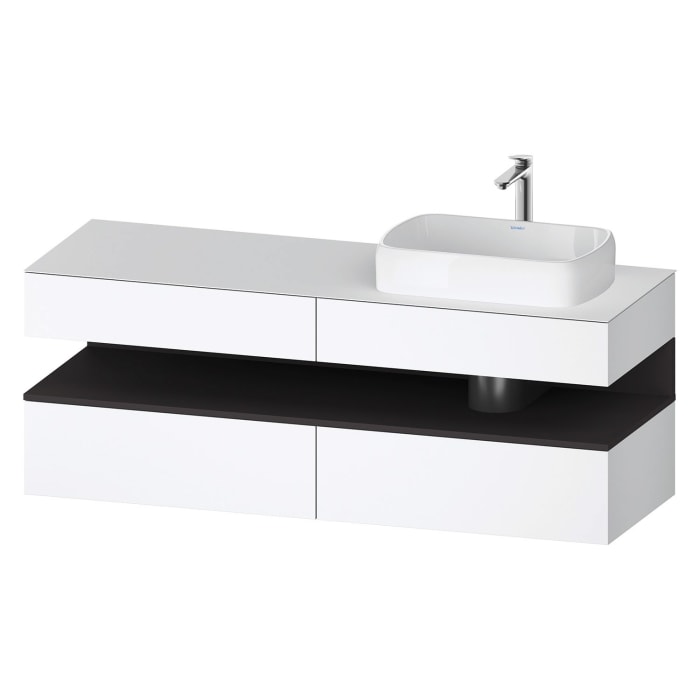 Duravit Qatego Konsolenwaschtischunterbau mit Ausschnitt rechts 160 x 60 cm, 4 Auszüge