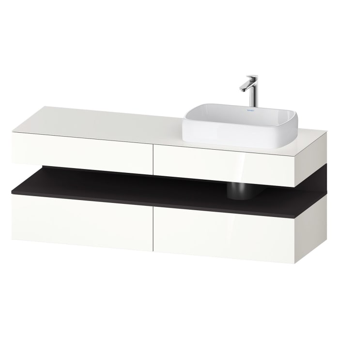 Duravit Qatego Konsolenwaschtischunterbau mit Ausschnitt rechts 160 x 60 cm, 4 Auszüge