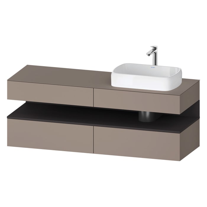 Duravit Qatego Konsolenwaschtischunterbau mit Ausschnitt rechts 160 x 60 cm, 4 Auszüge