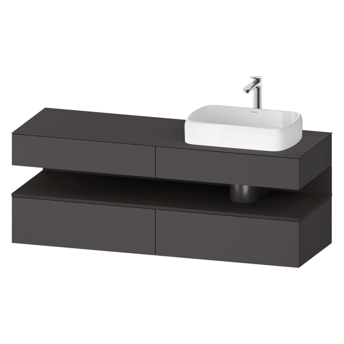 Duravit Qatego Konsolenwaschtischunterbau mit Ausschnitt rechts 160 x 60 cm, 4 Auszüge