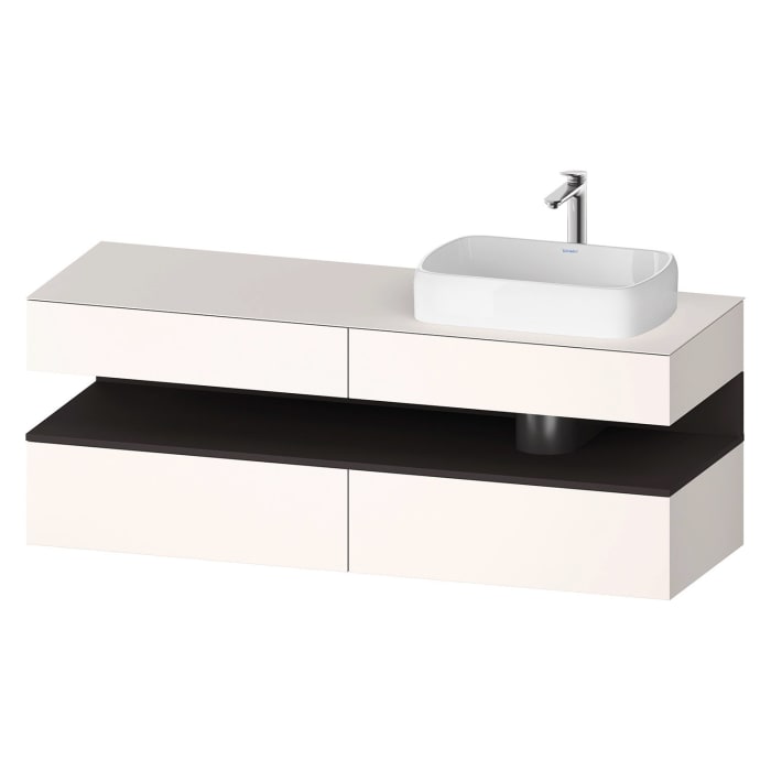 Duravit Qatego Konsolenwaschtischunterbau mit Ausschnitt rechts 160 x 60 cm, 4 Auszüge