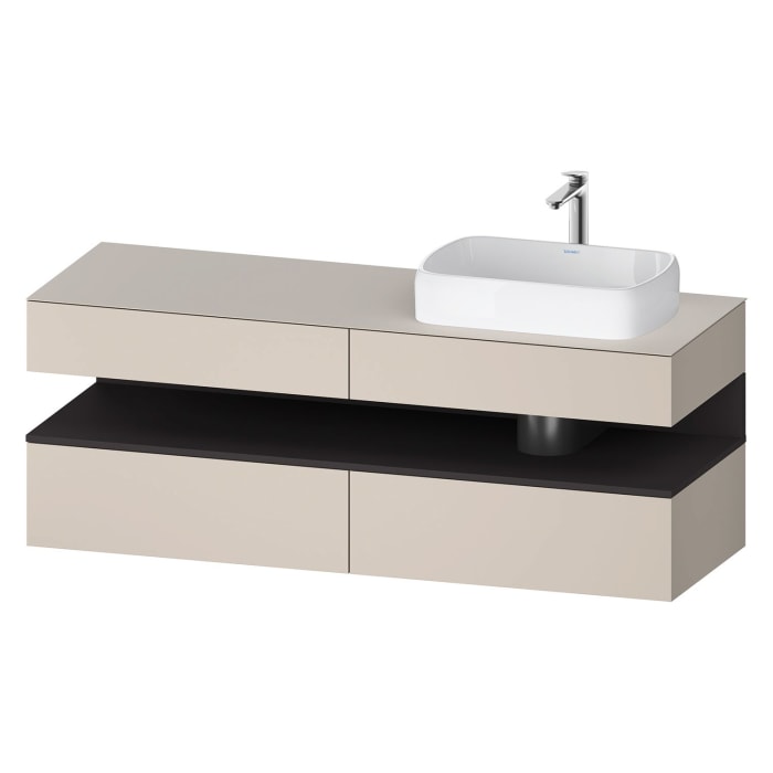 Duravit Qatego Konsolenwaschtischunterbau mit Ausschnitt rechts 160 x 60 cm, 4 Auszüge