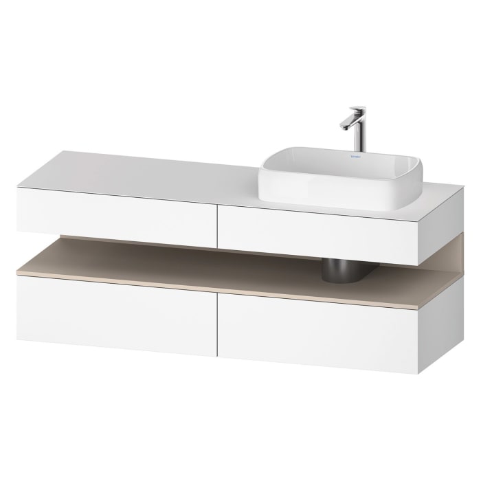 Duravit Qatego Konsolenwaschtischunterbau mit Ausschnitt rechts 160 x 60 cm, 4 Auszüge