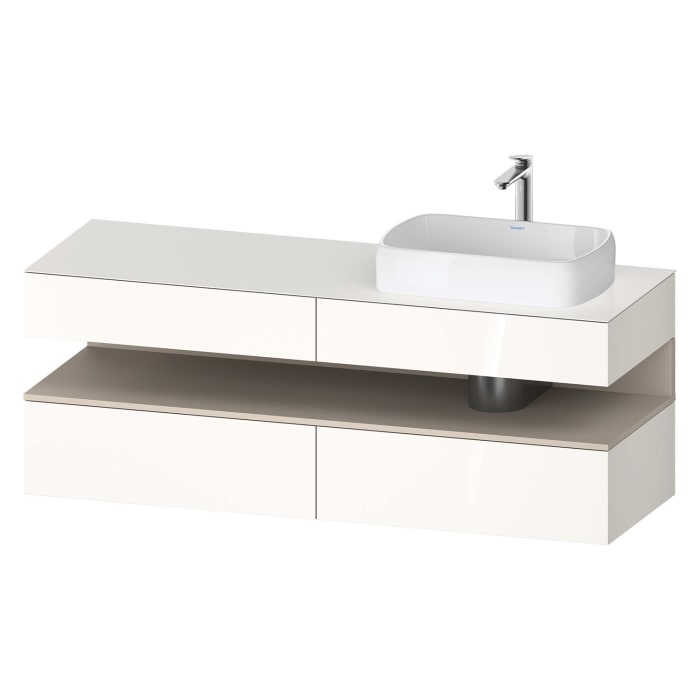 Duravit Qatego Konsolenwaschtischunterbau mit Ausschnitt rechts 160 x 60 cm, 4 Auszüge