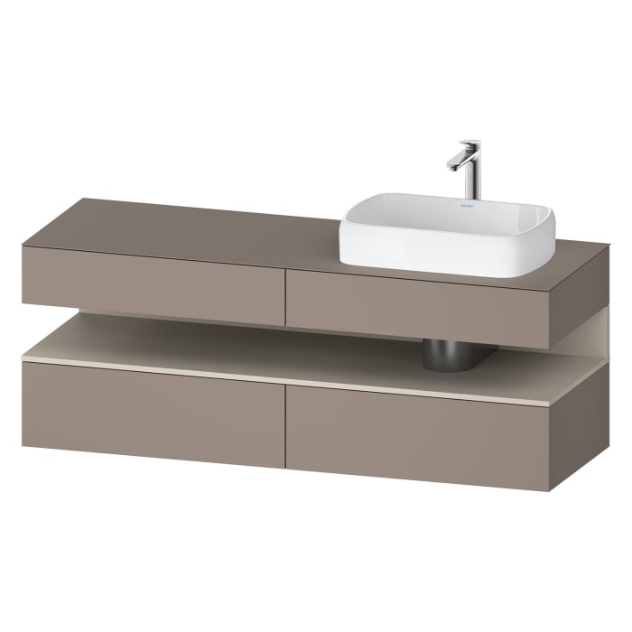 Duravit Qatego Konsolenwaschtischunterbau mit Ausschnitt rechts 160 x 60 cm, 4 Auszüge