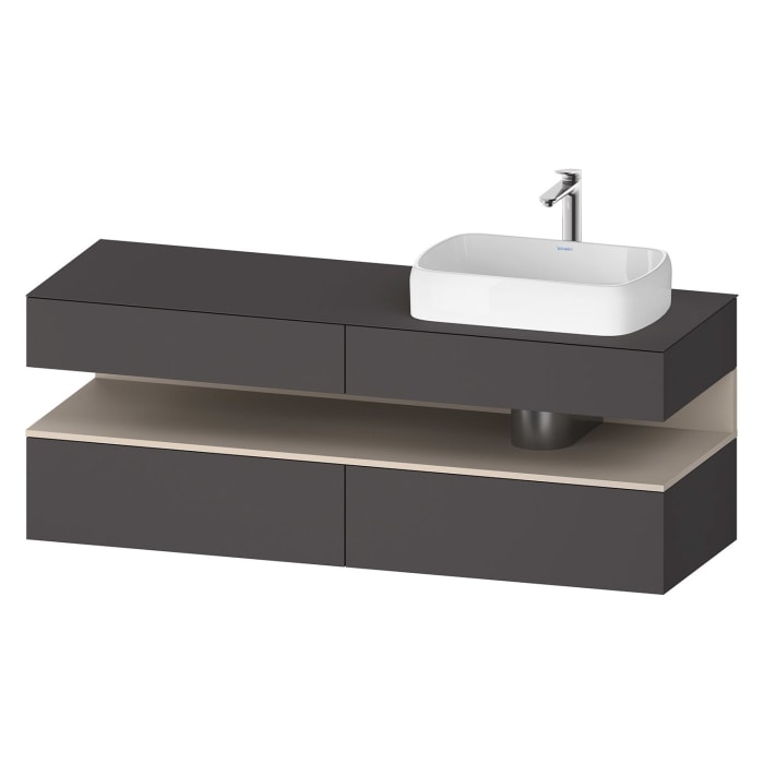 Duravit Qatego Konsolenwaschtischunterbau mit Ausschnitt rechts 160 x 60 cm, 4 Auszüge, mit LED Beleuchtung