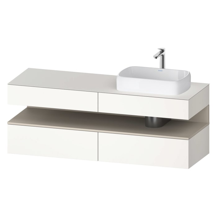 Duravit Qatego Konsolenwaschtischunterbau mit Ausschnitt rechts 160 x 60 cm, 4 Auszüge, mit LED Beleuchtung