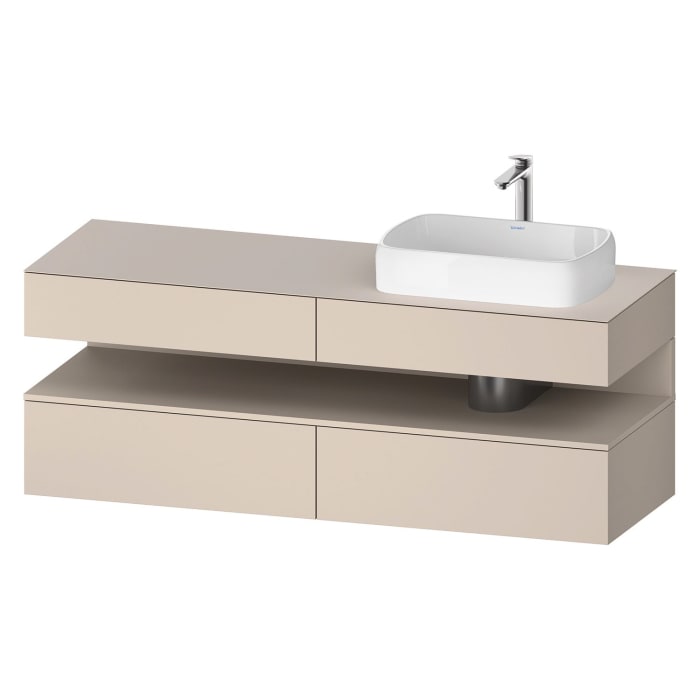 Duravit Qatego Konsolenwaschtischunterbau mit Ausschnitt rechts 160 x 60 cm, 4 Auszüge, mit LED Beleuchtung