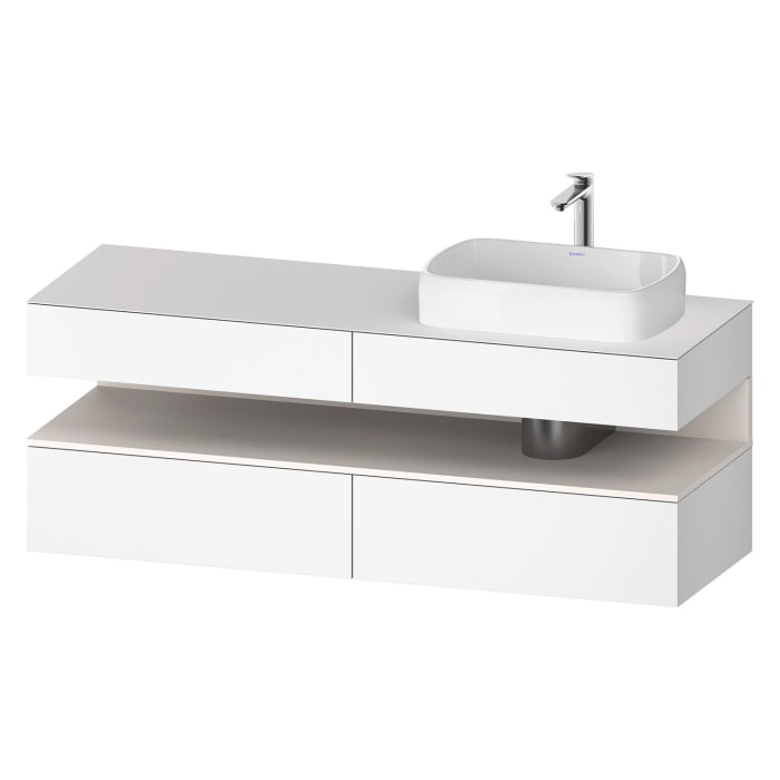 Duravit Qatego Konsolenwaschtischunterbau mit Ausschnitt rechts 160 x 60 cm, 4 Auszüge, mit LED Beleuchtung