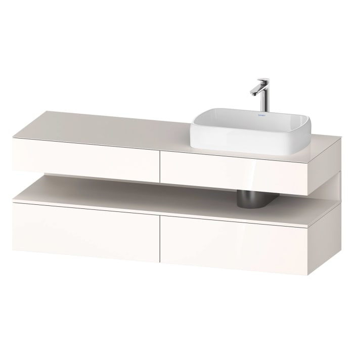 Duravit Qatego Konsolenwaschtischunterbau mit Ausschnitt rechts 160 x 60 cm, 4 Auszüge