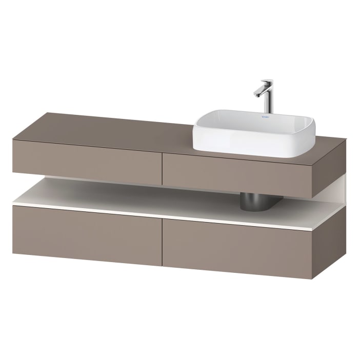 Duravit Qatego Konsolenwaschtischunterbau mit Ausschnitt rechts 160 x 60 cm, 4 Auszüge