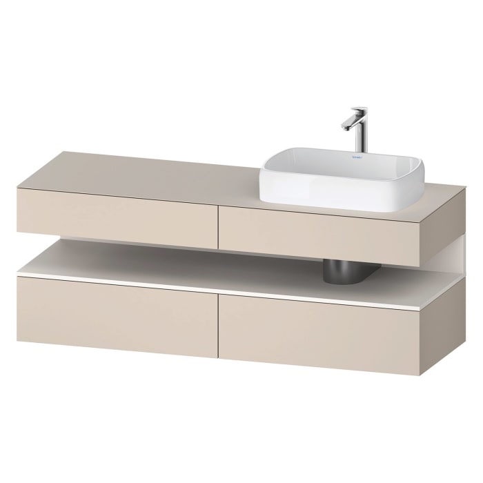 Duravit Qatego Konsolenwaschtischunterbau mit Ausschnitt rechts 160 x 60 cm, 4 Auszüge