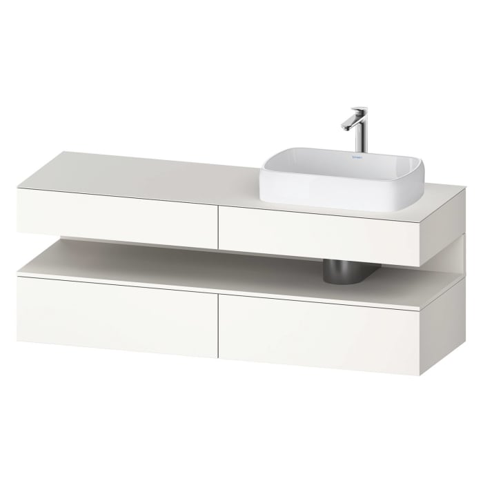 Duravit Qatego Konsolenwaschtischunterbau mit Ausschnitt rechts 160 x 60 cm, 4 Auszüge, mit LED Beleuchtung