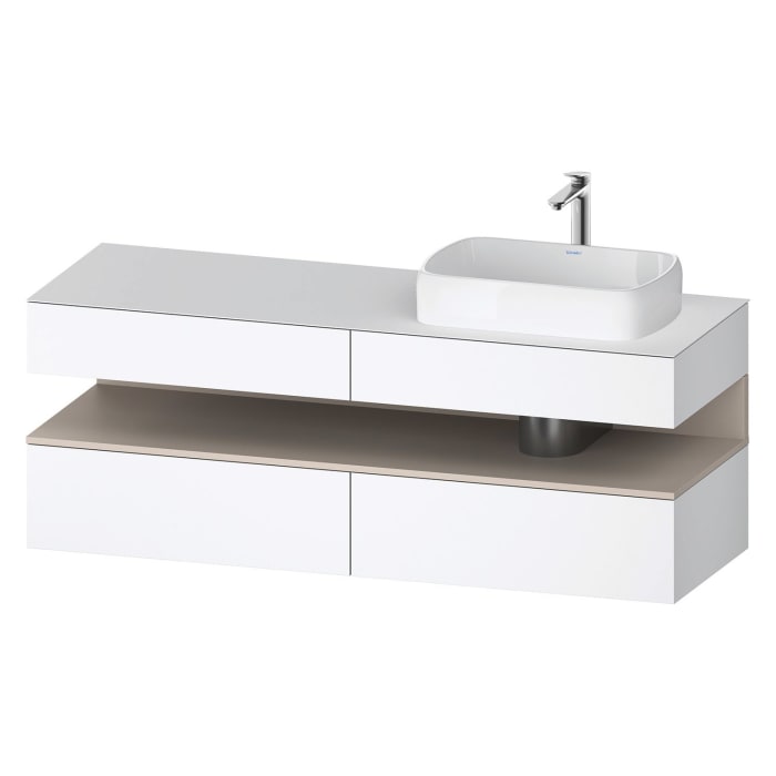 Duravit Qatego Konsolenwaschtischunterbau mit Ausschnitt rechts 160 x 60 cm, 4 Auszüge