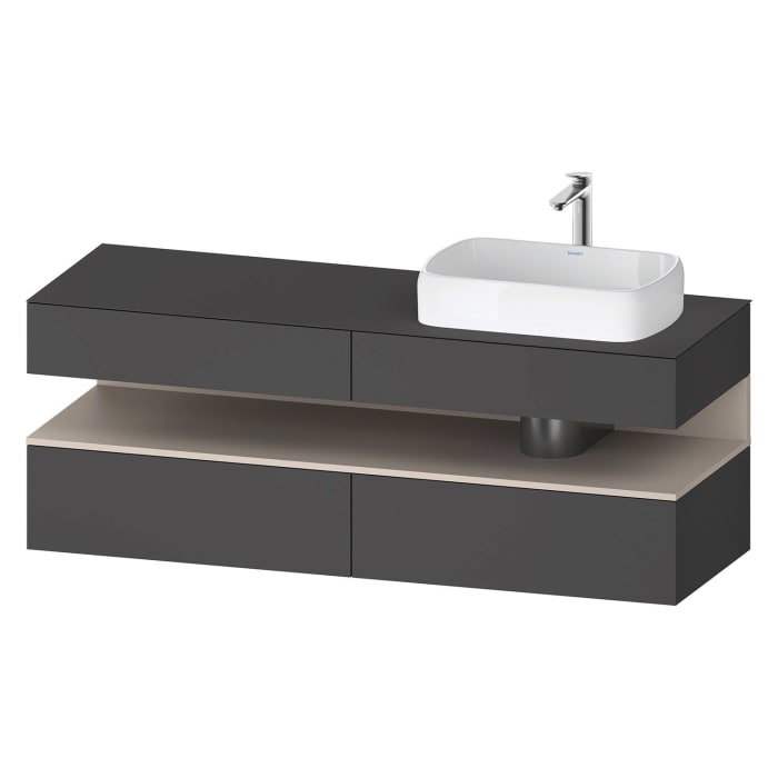 Duravit Qatego Konsolenwaschtischunterbau mit Ausschnitt rechts 160 x 60 cm, 4 Auszüge, mit LED Beleuchtung