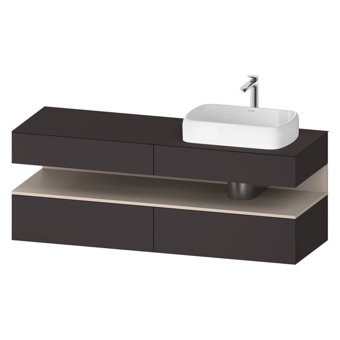 Duravit Qatego Konsolenwaschtischunterbau mit Ausschnitt rechts 160 x 60 cm, 4 Auszüge