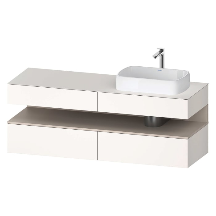 Duravit Qatego Konsolenwaschtischunterbau mit Ausschnitt rechts 160 x 60 cm, 4 Auszüge, mit LED Beleuchtung